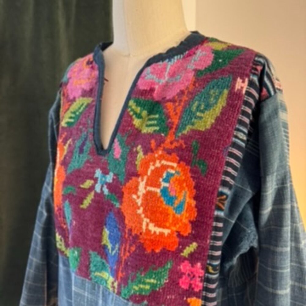 Fabulous Handmade Denim and Chenille Vintage Tunic